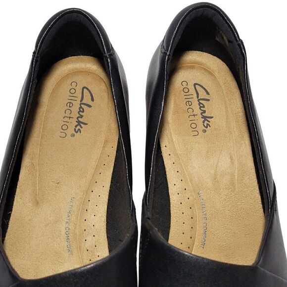 Clarks Collection Loafer Shoes Womens 8.5 W Black Leather Juliet Palm Slip On - Picture 13 of 14